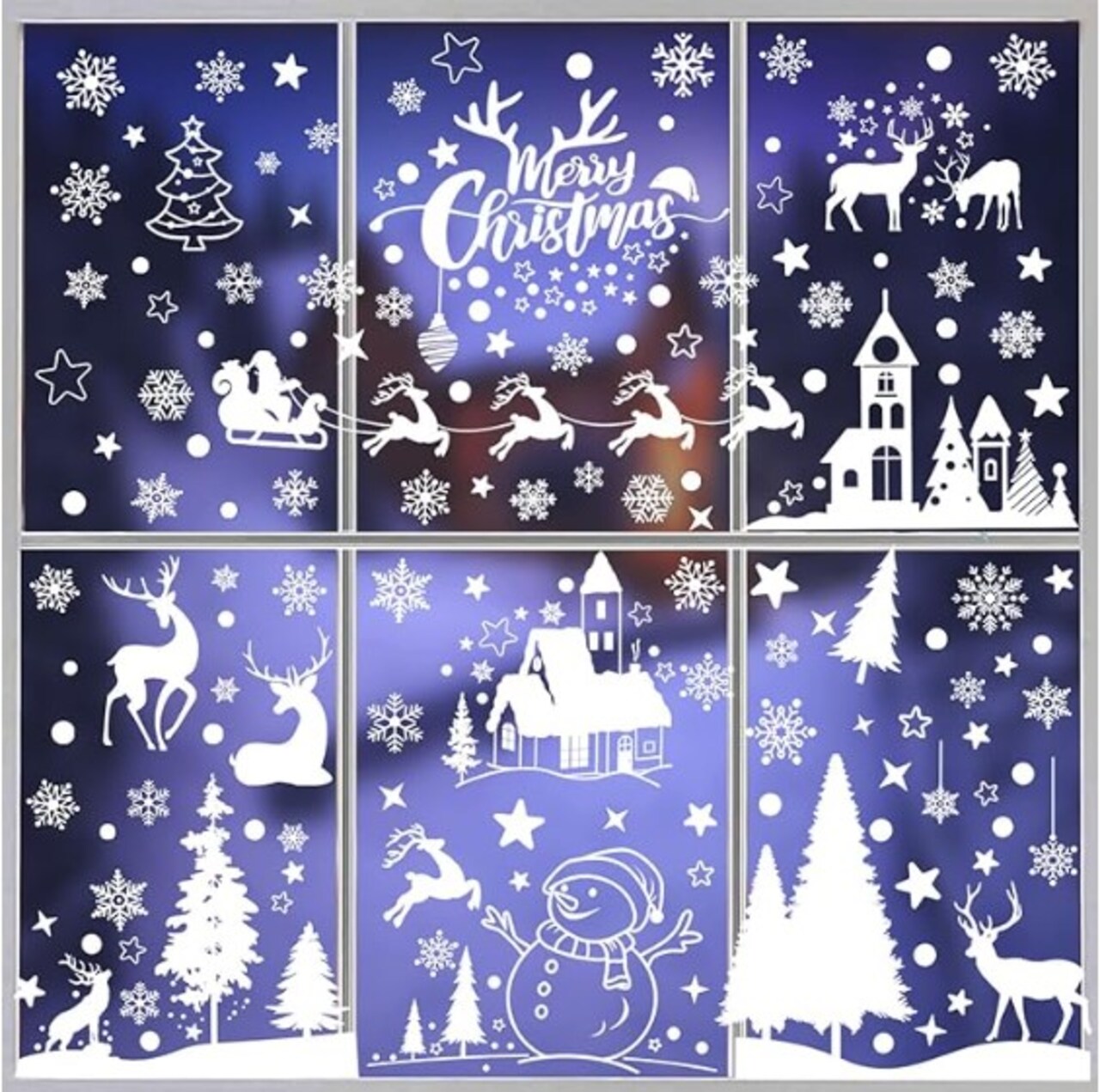 148 Pieces Christmas Snowflake Window Clings Stickers, Christmas Window Decorations